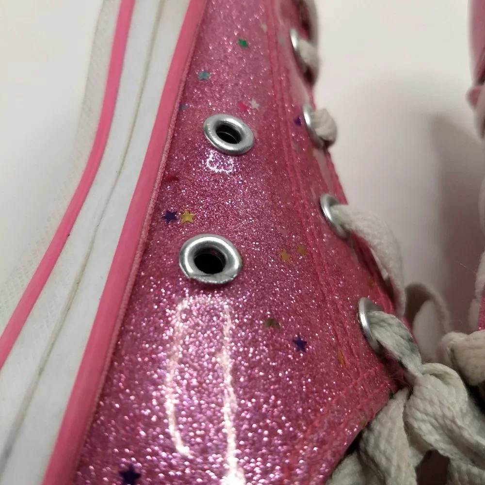 pink Sparkle Galaxy Glitter Star Converse Size US 2 Youth Girls Fun Colorful